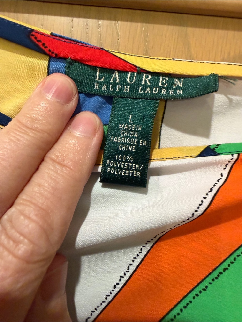 Vintage Lauren Ralph Lauren Nautical Sail Print Boatneck Tie Belt Tunic LG - Picture 3 of 10
